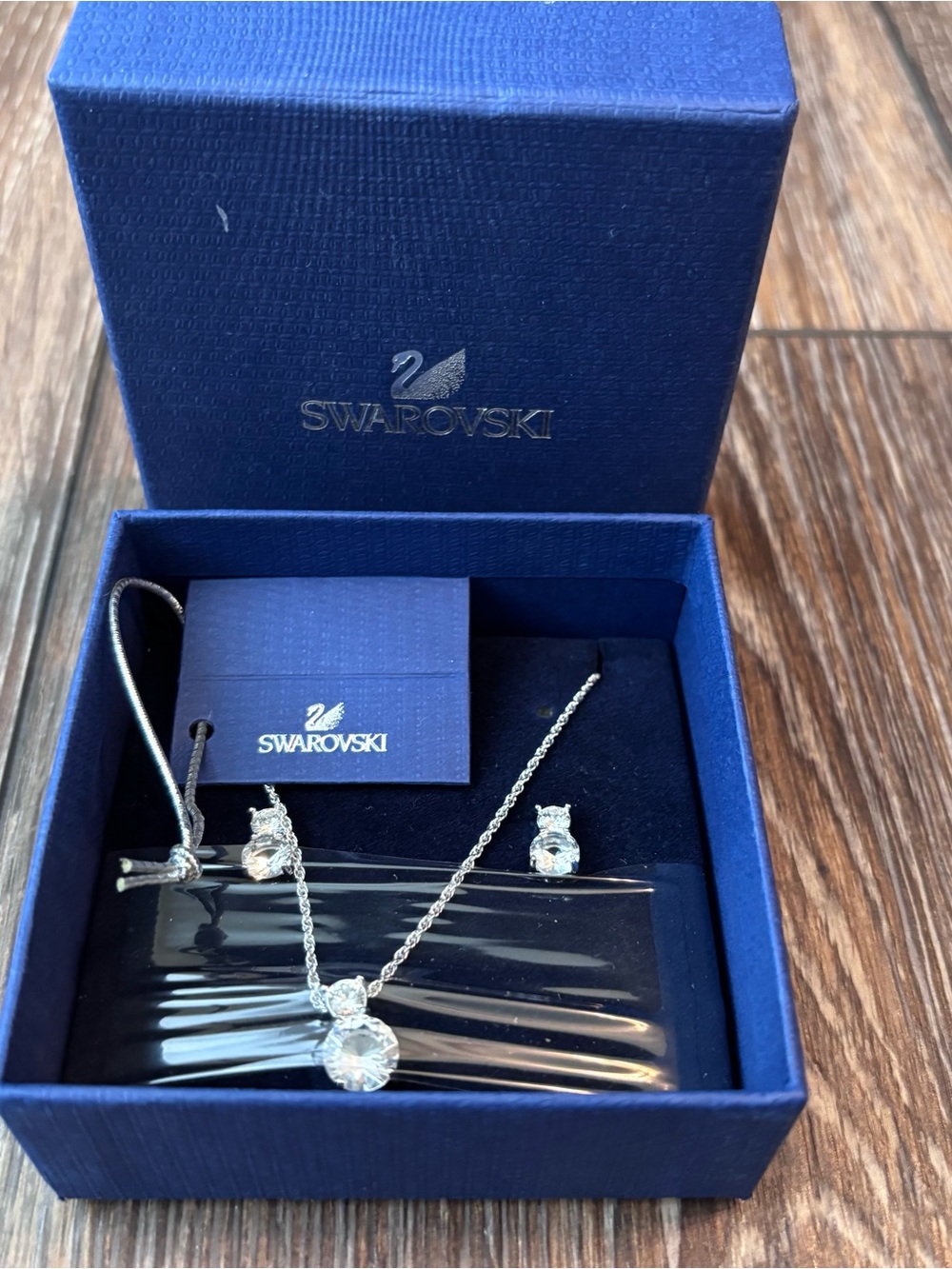 Swarovski Silver-Tone Crystal Pendant Necklace and Stud Earrings - Clear
